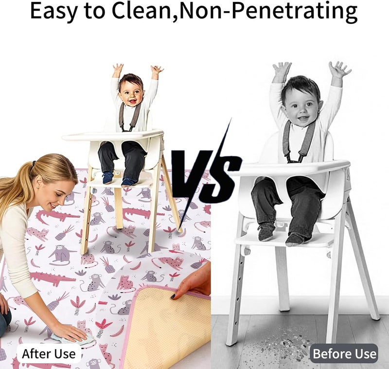 CoolaPeach Splat Mat for Under High Chair/Arts/Crafts, Washable Baby Spill Mat Waterproof Non-Slip Floor Splash Mat, Portable Play Mat and Table Cloth (Crocodile, 43"x 43") - Image 3
